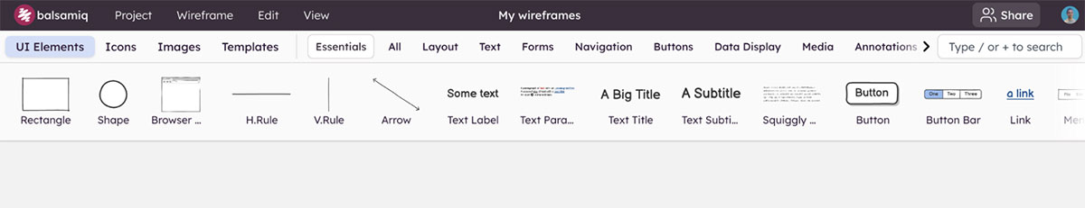 Speed up your wireframing by using drag and drop UI elements from Balsamiq's library
