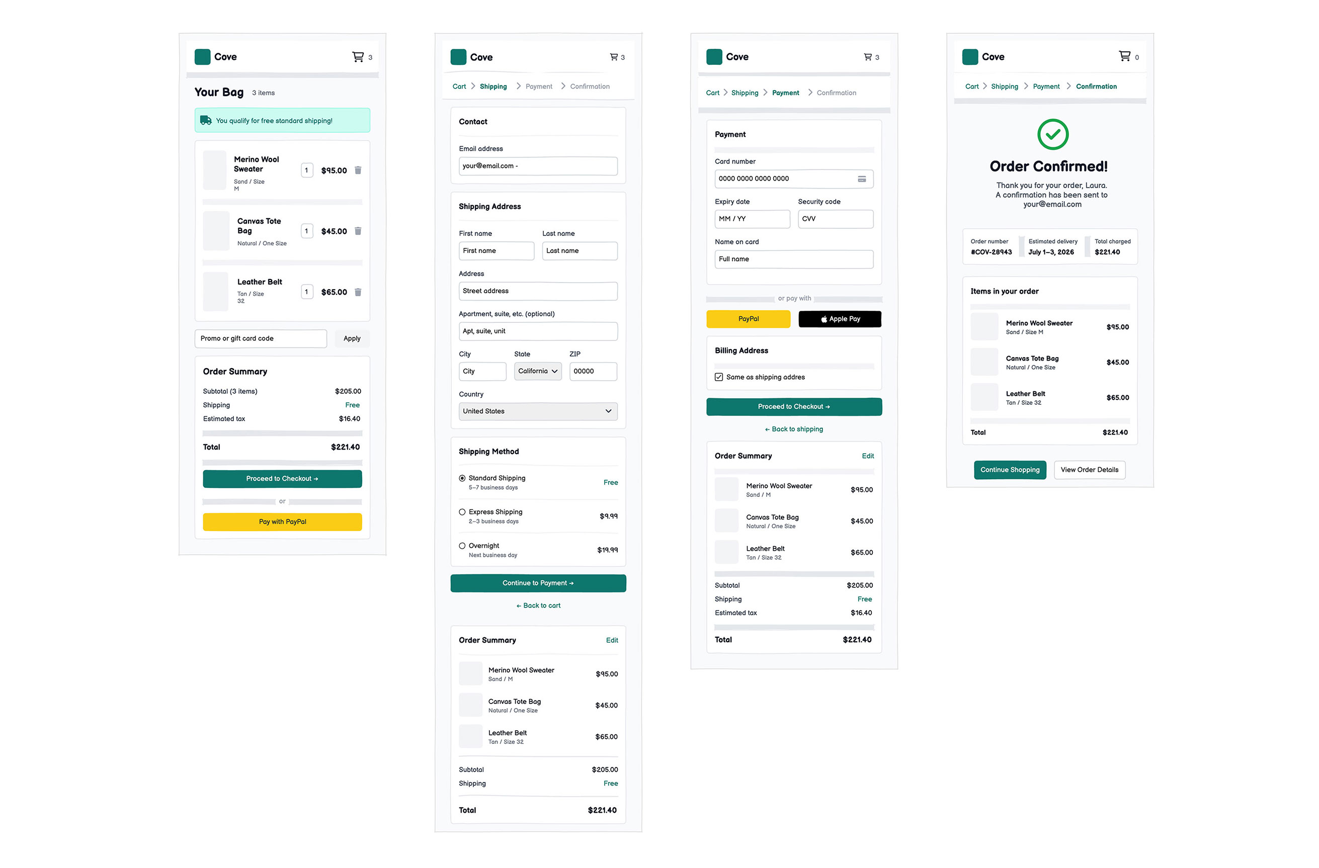 Mobile wireframes preview