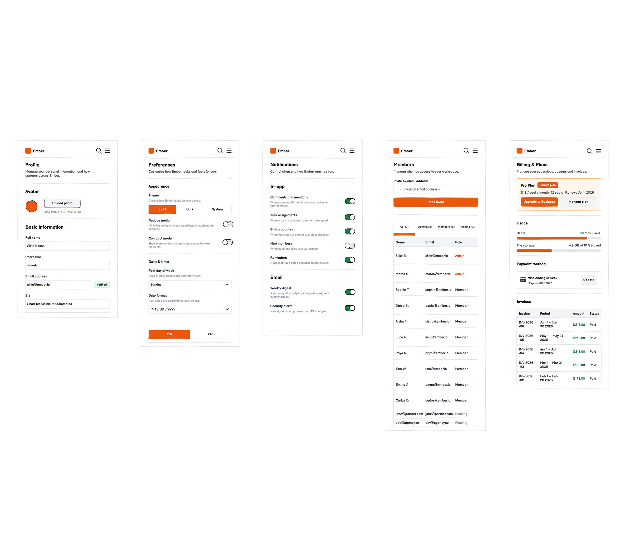 Mobile wireframes preview