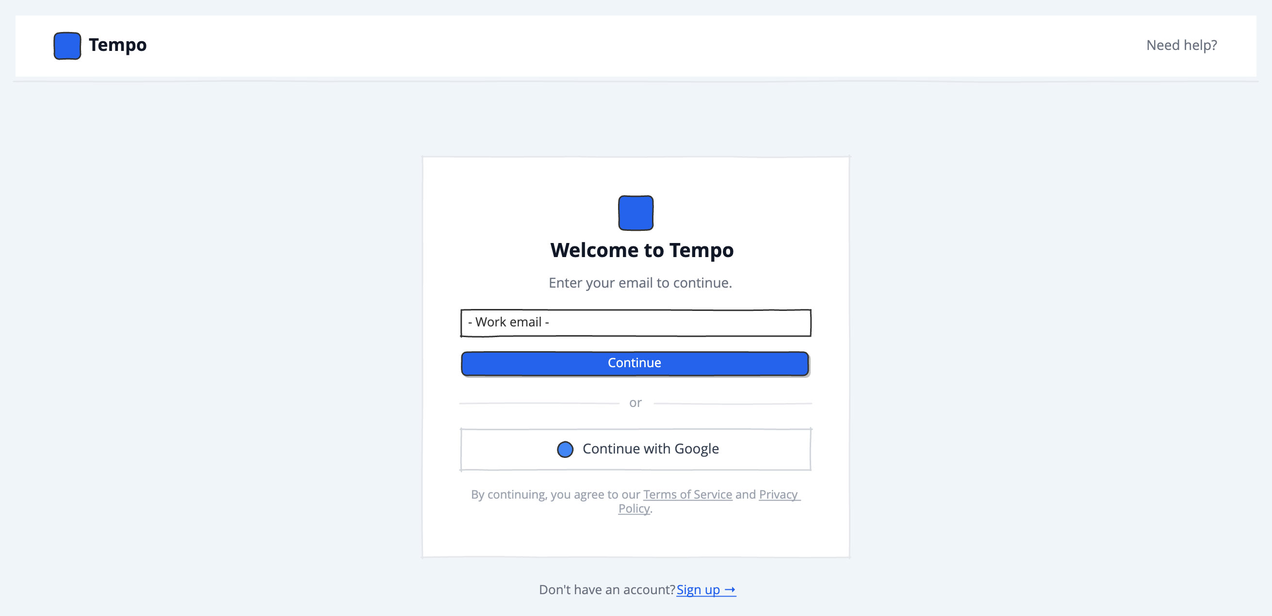 Sign-up preview