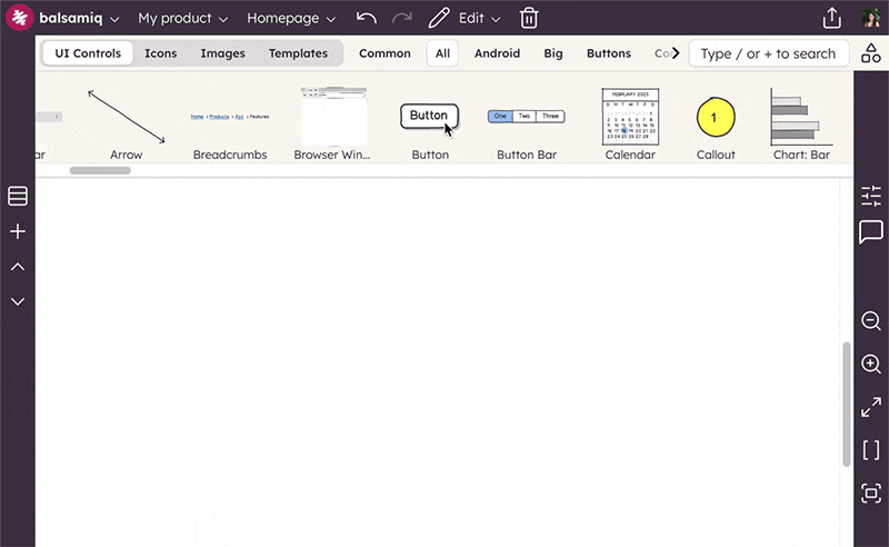 Easy wireframing with Balsamiq's drag and drop UI elements