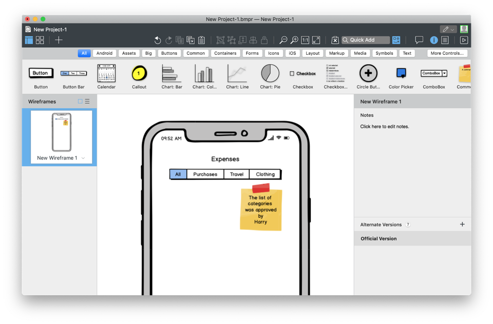 Balsamiq has sticky notes that allow users to add comments