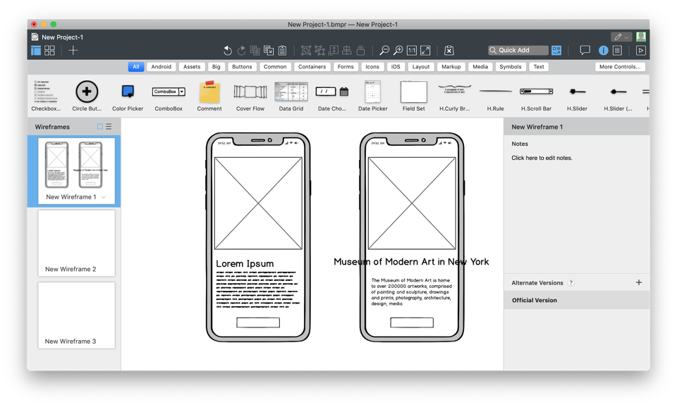 Left: Mobile app with dummy content, Right: Mobile app with real content Wireframe that shows how a screen may look good with placeholder text, but not properly fit with real content.