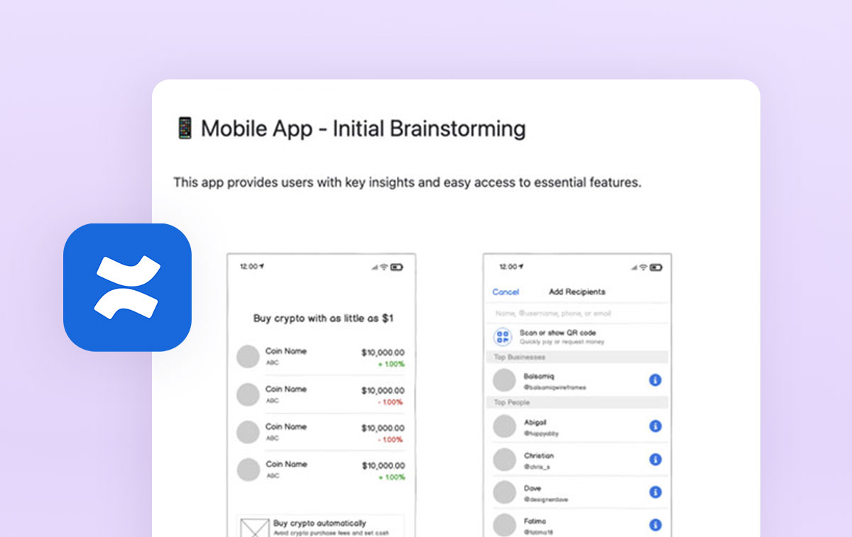 Balsamiq wireframe attached in Confluence file