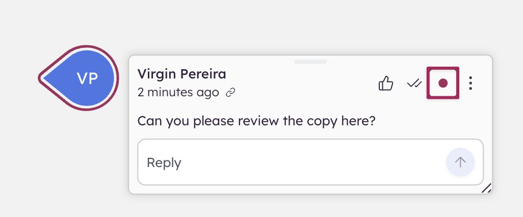 Comment menu with options to mark comment as read